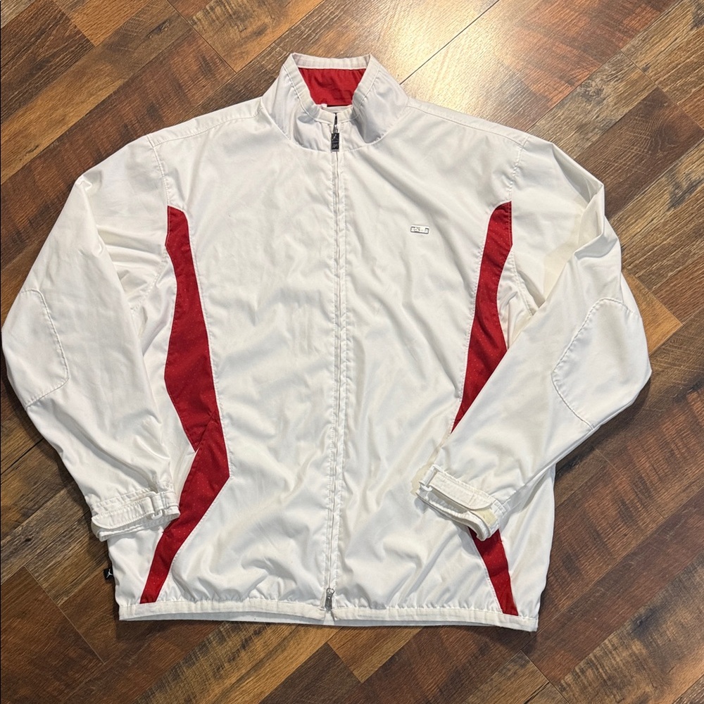 Nike Air Jordan Windbreaker Jacket White Red Zip Up XXL